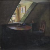 Hansen-Svaneke, Bertel (Svaneke 1883 - 1937 Kopenhagen) - Interieuransicht mit Tisch am Fenster, Öl