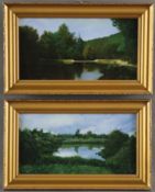 Bernat, András (*1957, ungarischer Künstler) - Zwei Landschaftsbilder, 1987/88, Öl auf Leinwand, je