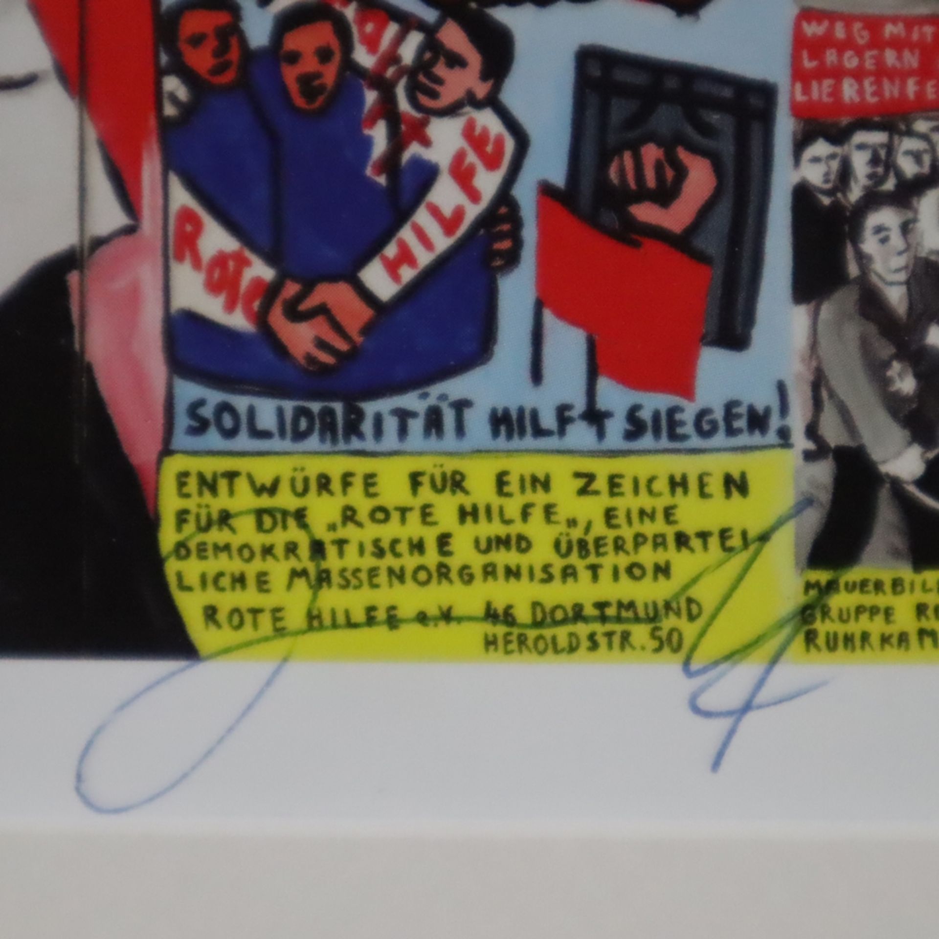 Immendorff, Jörg (1945 Bleckede - 2007 Düsseldorf) - "Für wen?" (1973), handsignierte Kunstpostkart - Bild 5 aus 5