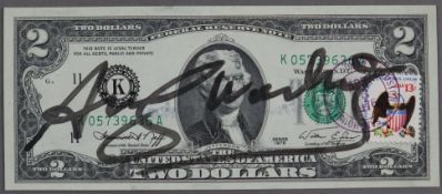 Warhol, Andy (1928 Pittsburgh - 1987 New York, nach) - „Two Dollar Bill“, 2 Dollarnote mit Signatur