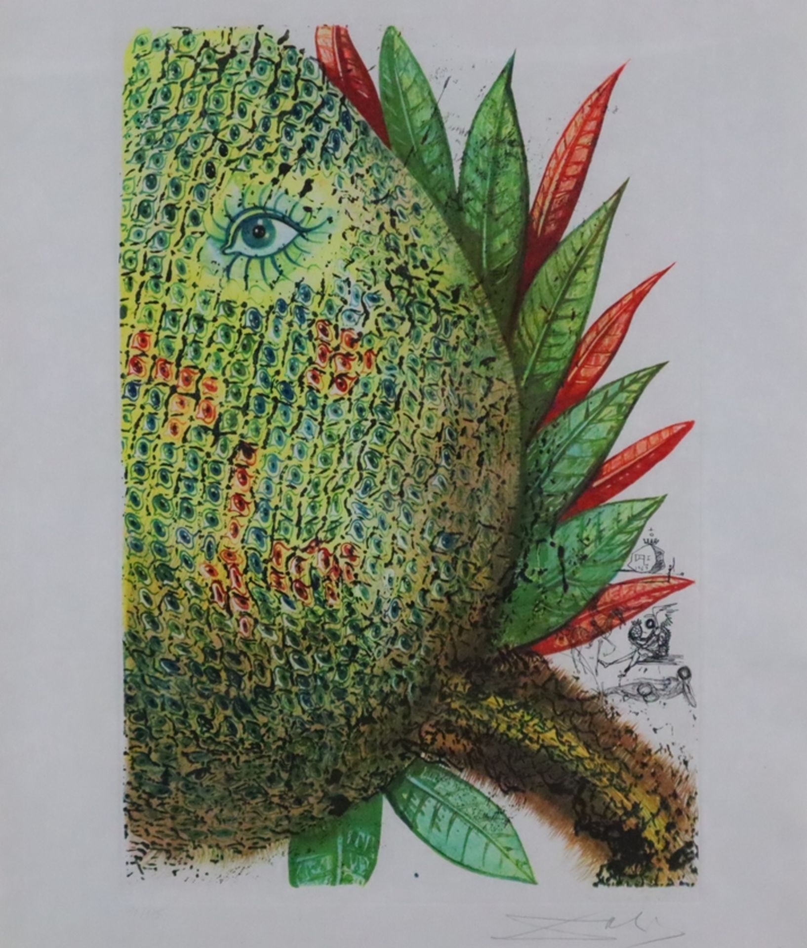 Dali, Salvador (1904 Figueras -1989 ebenda) - "Ananas", 1967, Kaltnadelradierung auf Lithografie, i