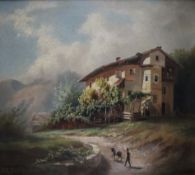Seifert, Alfred (1850 Horowitz - 1901 München) - Südliche Berglandschaft mit Anwesen, Öl auf Leinwa