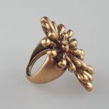 Vintage-Ring - Oscar de la Renta / USA, Metall (wohl Kupfer) vergoldet und antikisiert, Ringkopfmaß