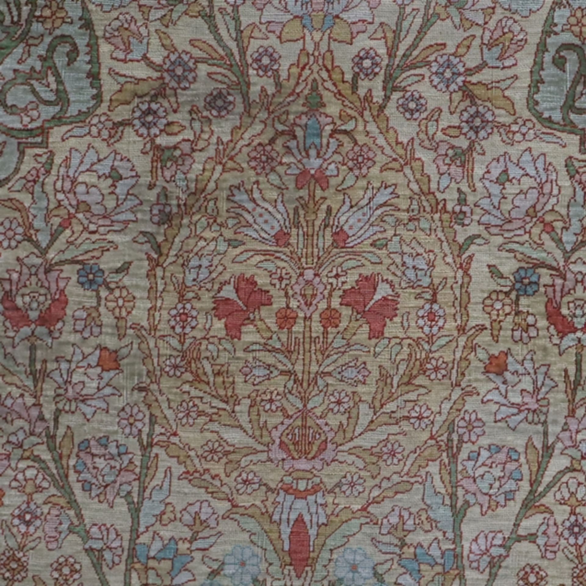 Hereke - 20. Jh., signiert, Seidenteppich, feine Knüpfung, floral gemustert, ca. 116 x 79 cm, Absch - Image 2 of 7