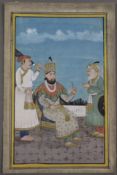 Indische Miniaturmalerei - Gouache/Aquarellfarbe und Gold auf Papier, Audienzszene, Indien 19./20.J
