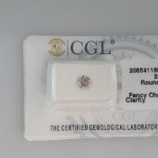 Loser Diamant - Gewicht 0,46 ct., runder Brillantschliff, Farbe: FANCY CHAMPAGNE, Reinheit: SI3, Ma