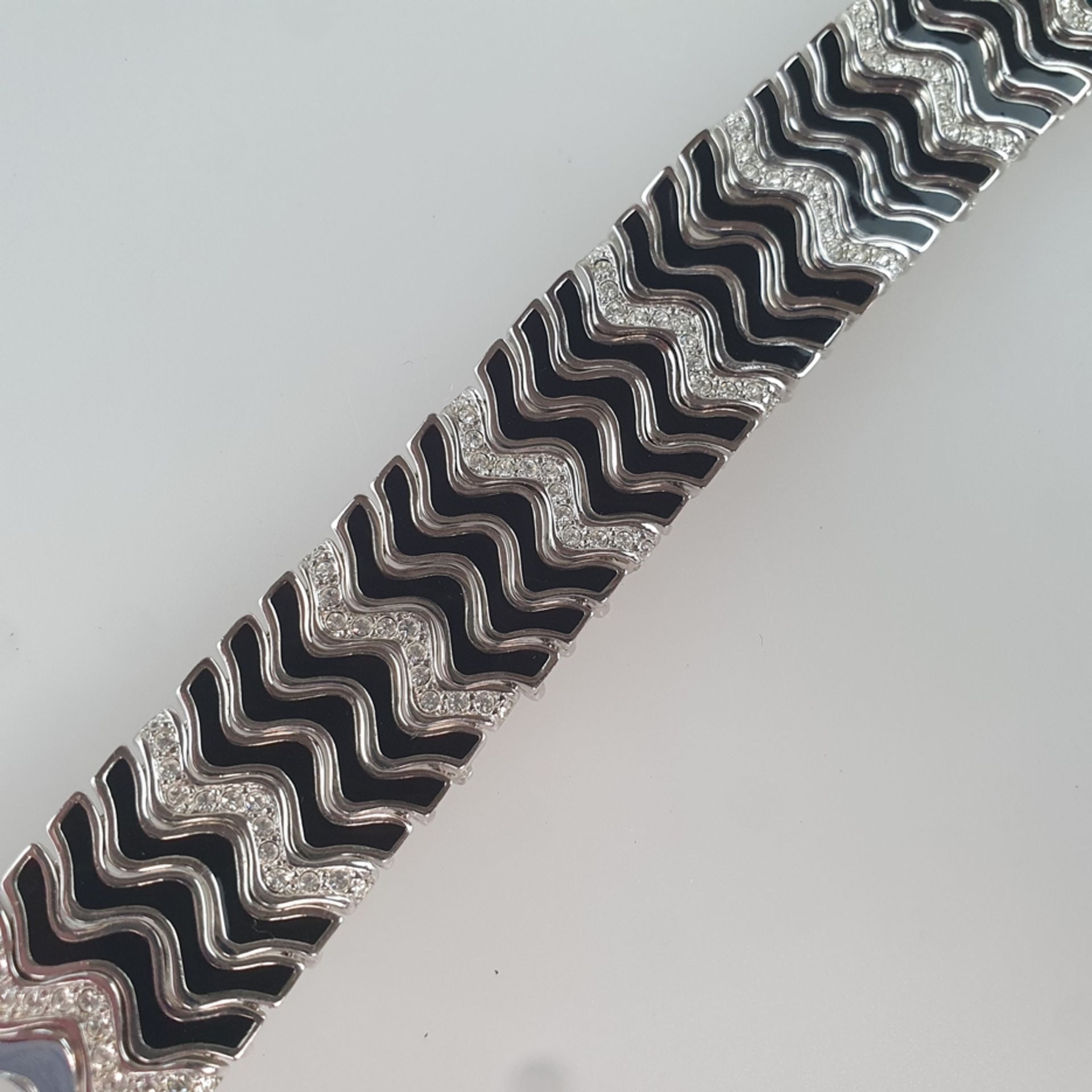 Vintage-Armband im Art-Déco-Stil - Henkel & Grosse (Pforzheim), silberfarbenes Metall mit schwarzem - Image 2 of 5