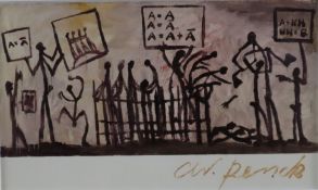 Penck, A.R. (1939 Dresden-2017 Zürich) - "Ein mögliches System" (1965), handsignierte Kunstpostkart