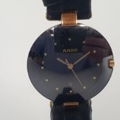 Armbanduhr - RADO COUPOLE, Keramik/Edelstahl, schwarzes Zifferblatt mit goldfarbenen Punktindizes u