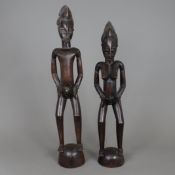 Ahnenpaar - Senufo, Elfenbeinküste, Holz, dunkel gefasst, geschnitzt, eine männliche und eine weibl