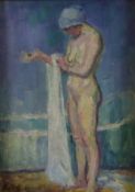 Balzer, Ferdinand (1872 Frankfurt a.M. -1916 Wilhelmsbad bei Hanau) - Weiblicher Akt vor einer Bade