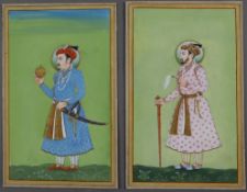 Zwei indische Miniaturmalereien - Indien, zwei Schah-Portraits in Vollfigur, minutiöse Detailmalere