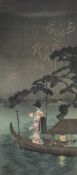 Hiroaki Takahashi / Shotei (1871-1945) - Feuerwerk, Shubinomatsu, japanischer Farbholzschnitt, Tite
