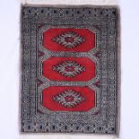 Poschti - Pakistan, Wolle, ornamentales Muster, Gebrauchsspuren, ca.60x46cm