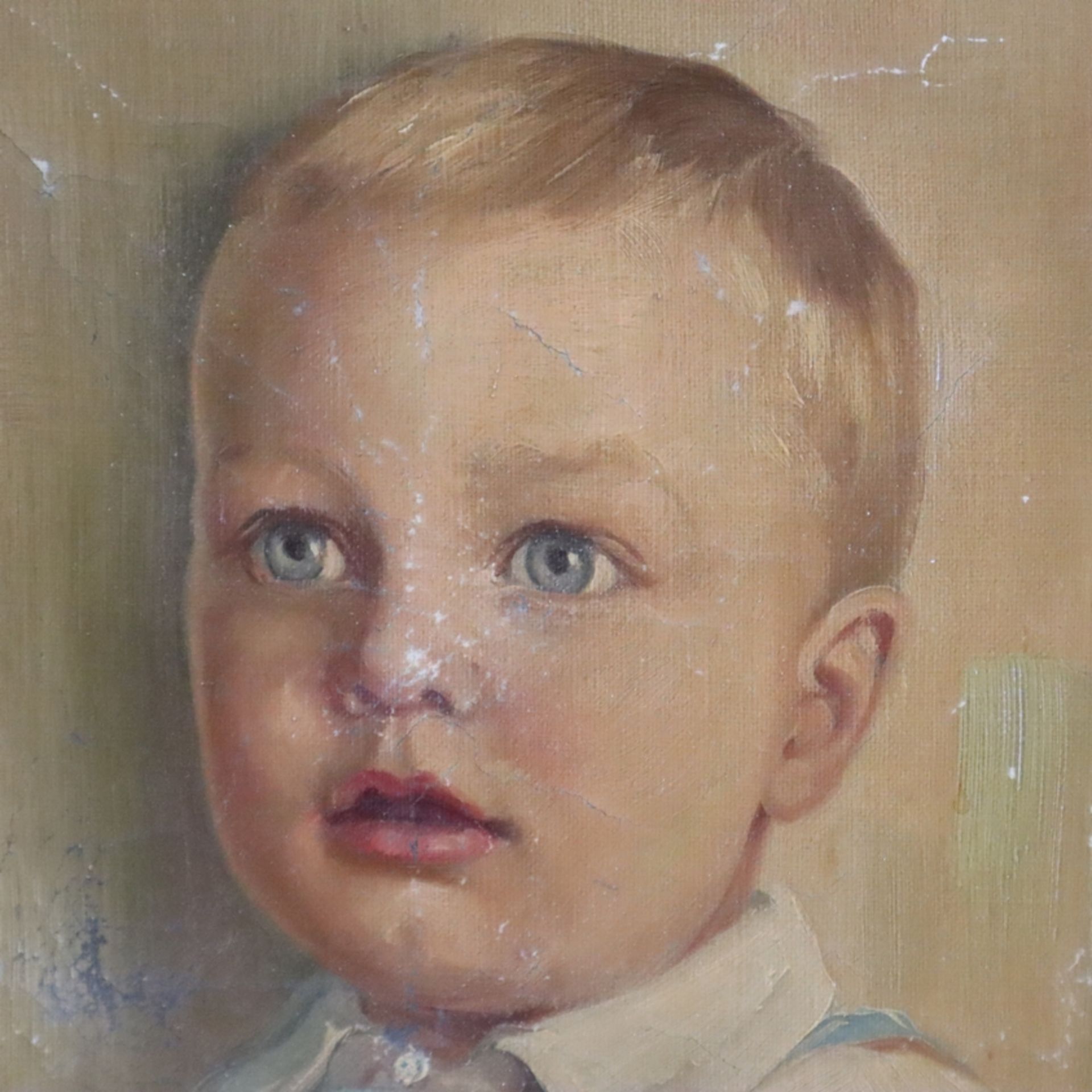 Monogrammist/in "CZ" ( 1. H. 20. Jh.) - Ausdrucksvolles Portrait eines kleinen Jungen, Öl auf Leinw - Bild 3 aus 9