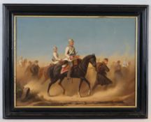 Sell, Christian I (1831 - 1883, deutscher Militärmaler) - Wüstenlandschaft mit preußischen Kavaller