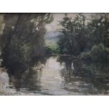 Franke, Hanny (1890 Koblenz - 1973 Frankfurt/Main) - Flusslandschaft, Aquarell, unten links signier