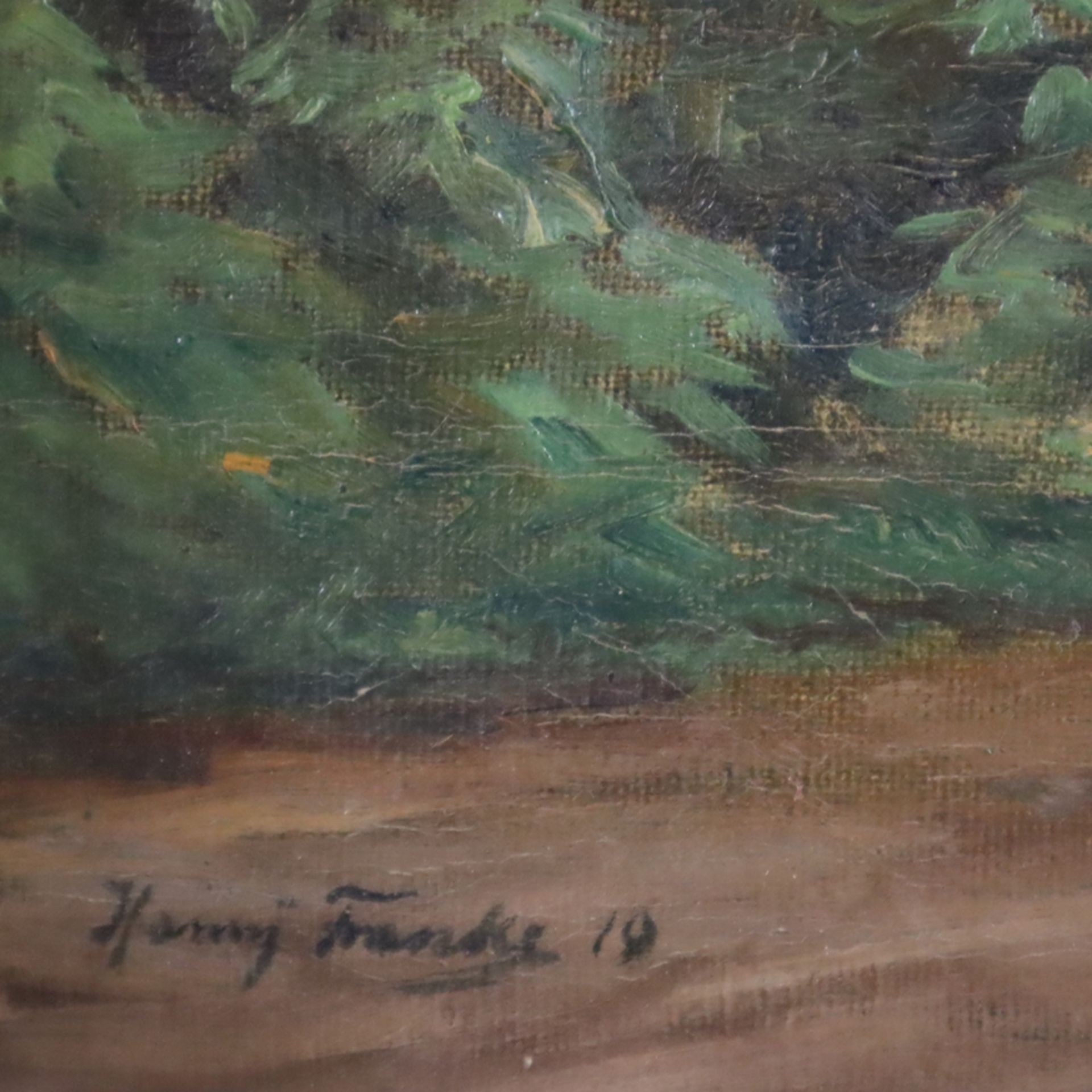 Franke, Hanny (1890 Koblenz - 1973 Frankfurt/Main) - Sommerlicher Wald, Öl auf Platte, links unten  - Bild 5 aus 9