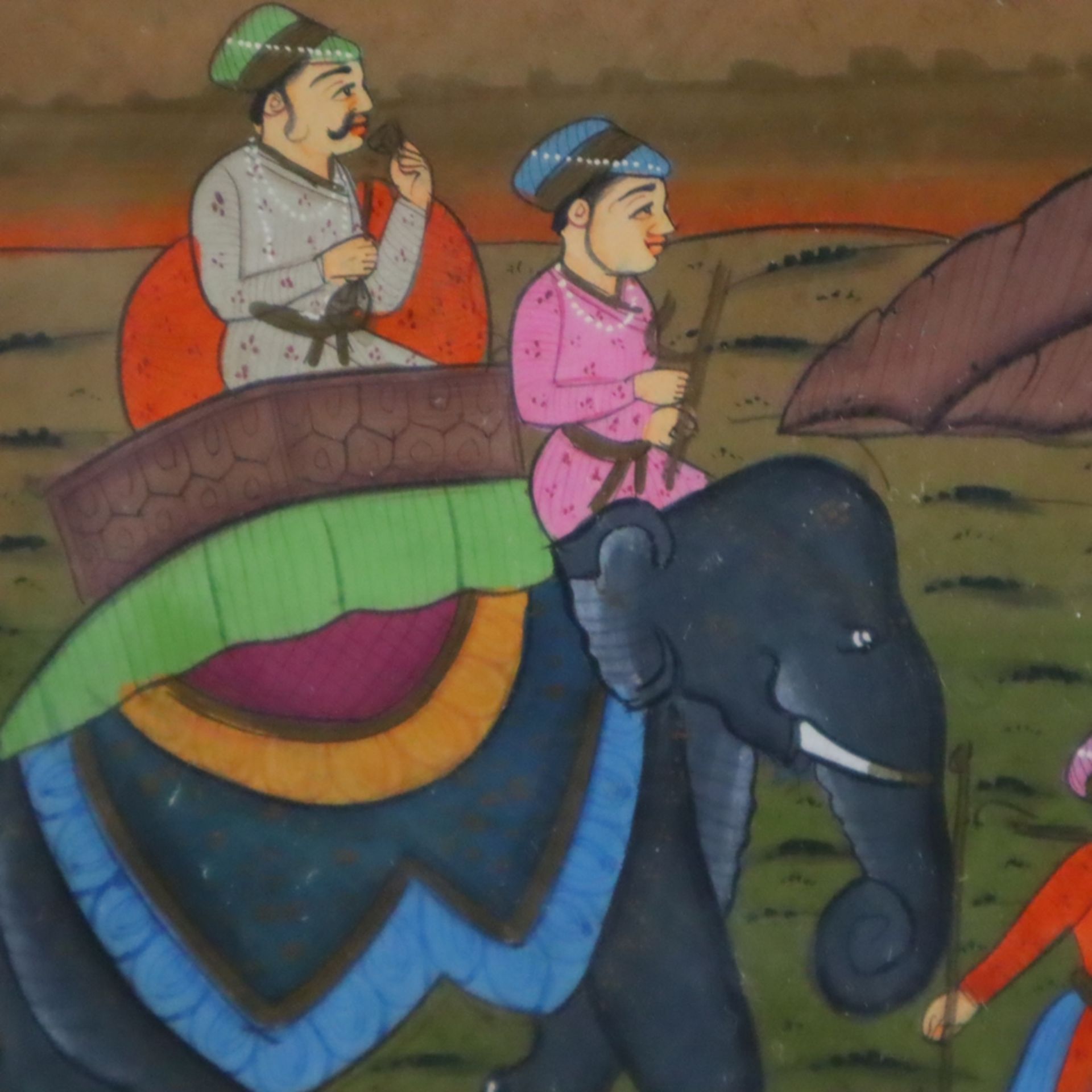 Indo-persische Buchmalereien- 2-tlg, Miniaturseiten aus Handschriften in feiner Deckfarbenmalerei, - Image 6 of 9