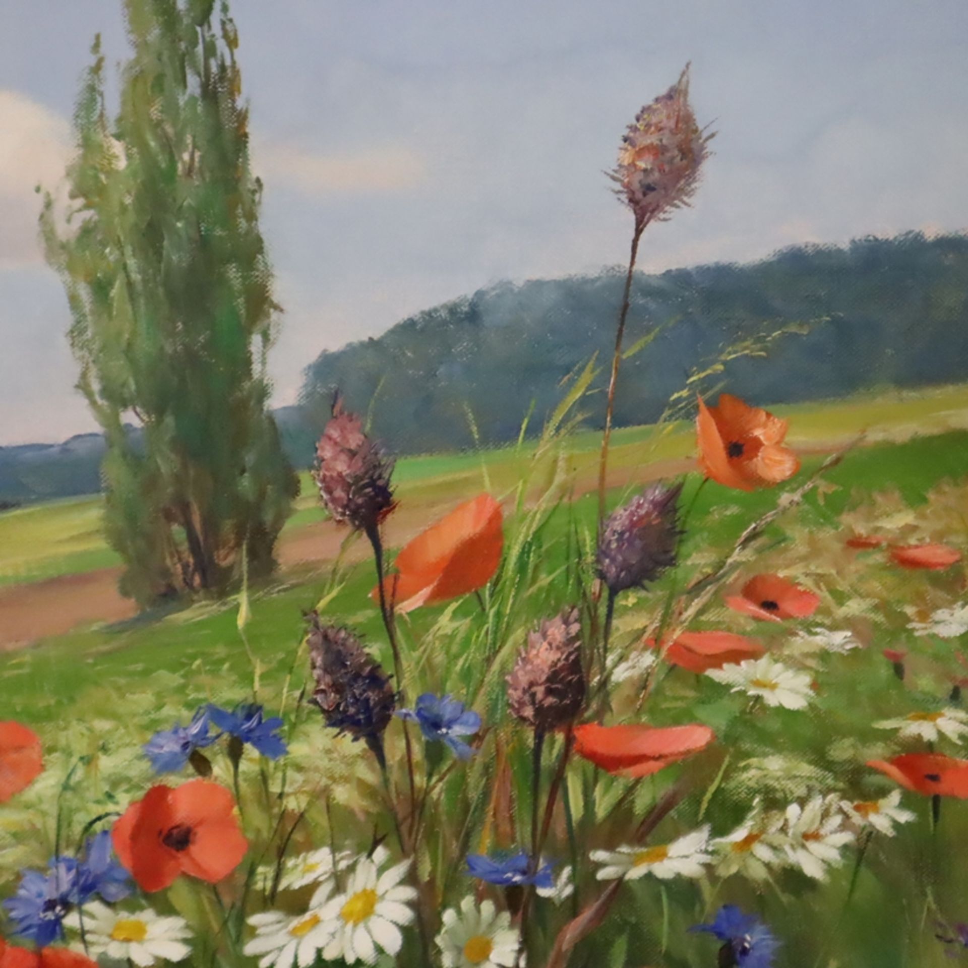 Volkwein, Helmuth Andreas (1920 München-2004) - Blumenwiese, Öl auf Leinwand, unten rechts signiert - Bild 6 aus 7