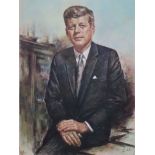 Lupas, Louis (XX, nach) - John F. Kennedy, Druckgrafik-Multiple nach Original-Zeichnung, in der Pla