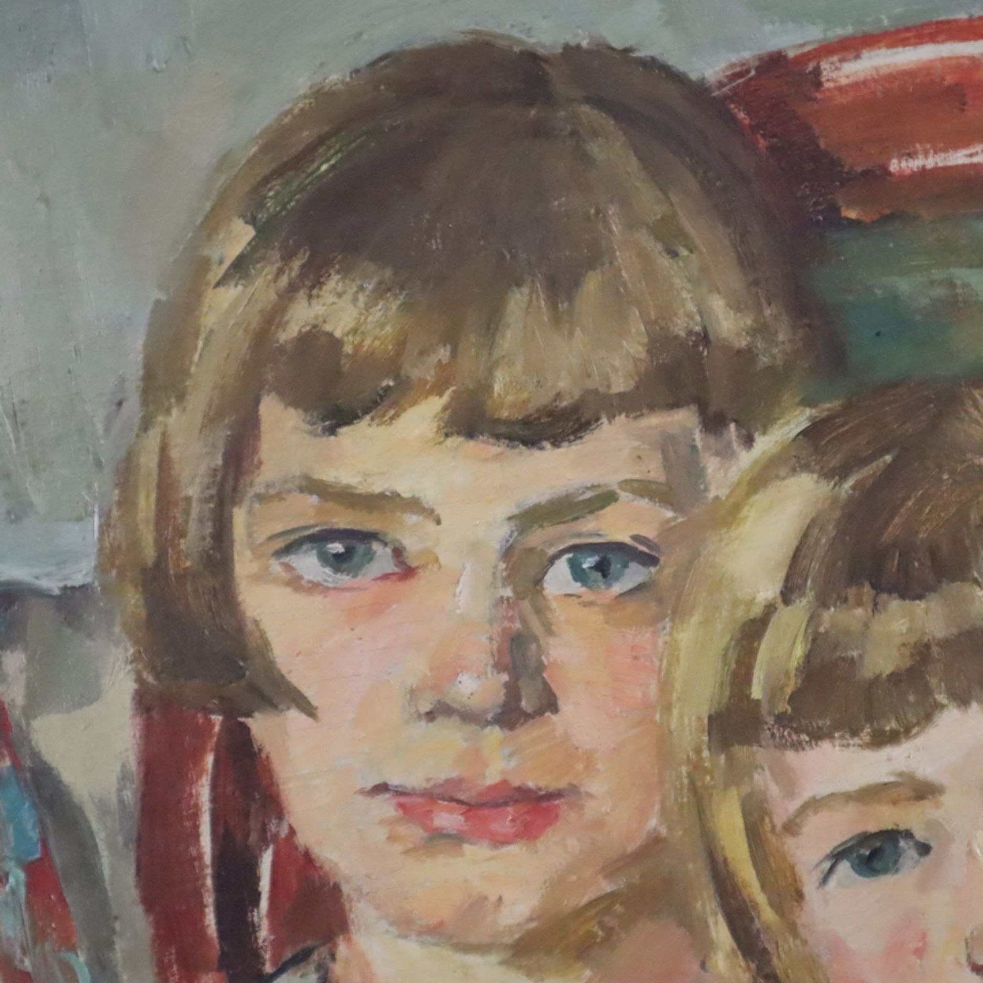 Lippmann, Karl Friedrich (1883 -Offenbach- 1957) - Gruppenportrait von vier Kindern, 1927, Öl auf L - Bild 7 aus 9