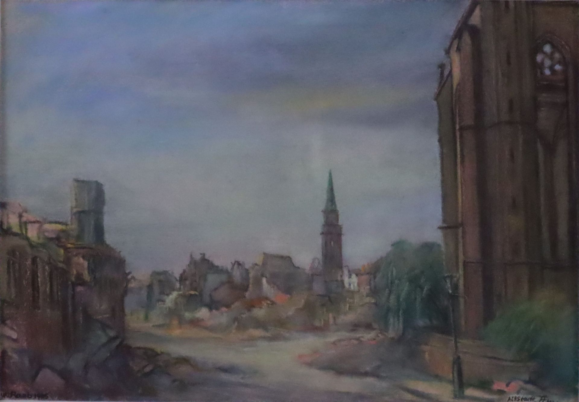 Raab, Wilhelm (1907 - 1989) - „Altstadt Ffm“, Pastellkreide, unten signiert, datiert 1945 und veror