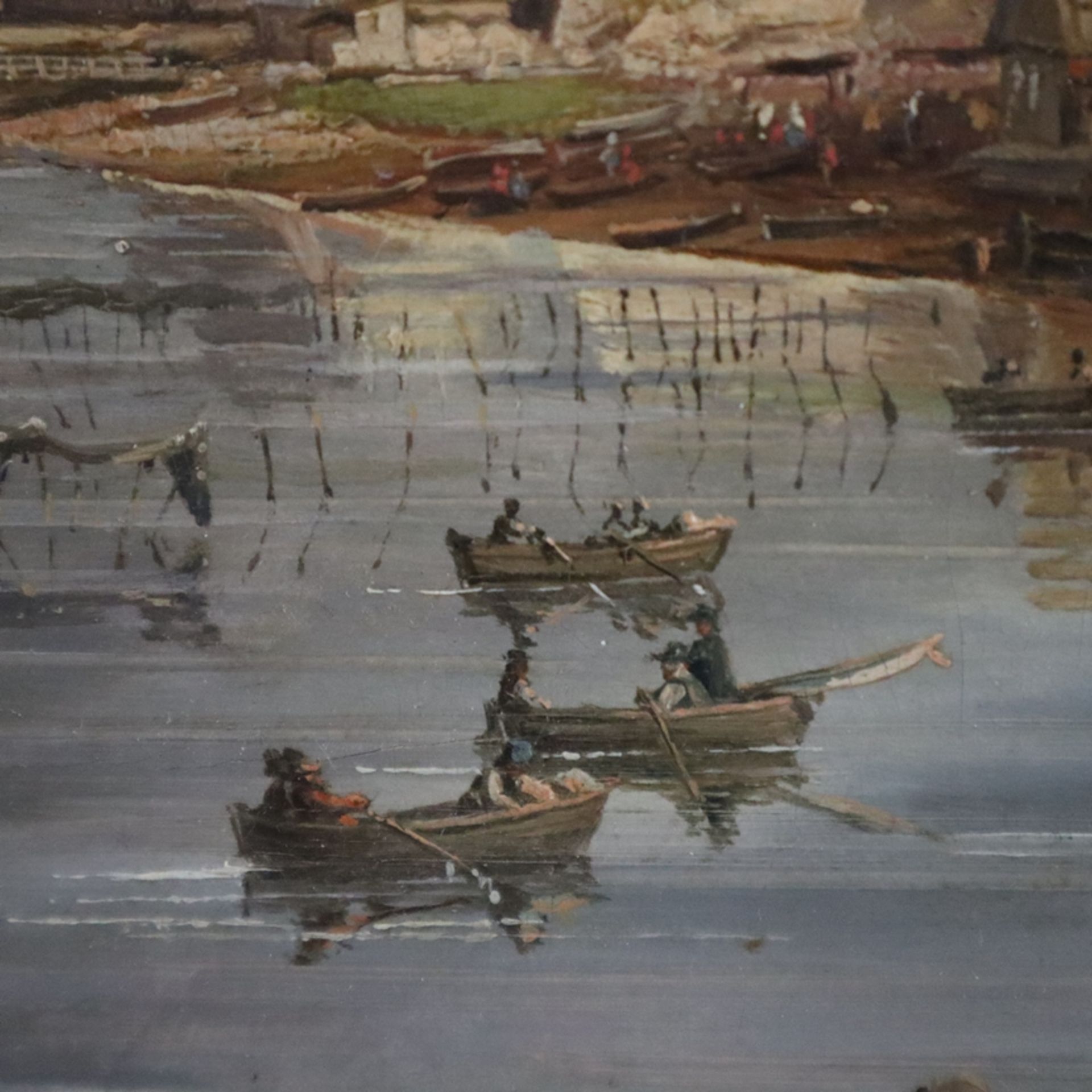 Landschaftsmaler -2.Hälfte 19.Jh. - Blick auf einen Fischerort mit eng bebautem Küstenstreifen, im  - Bild 7 aus 12