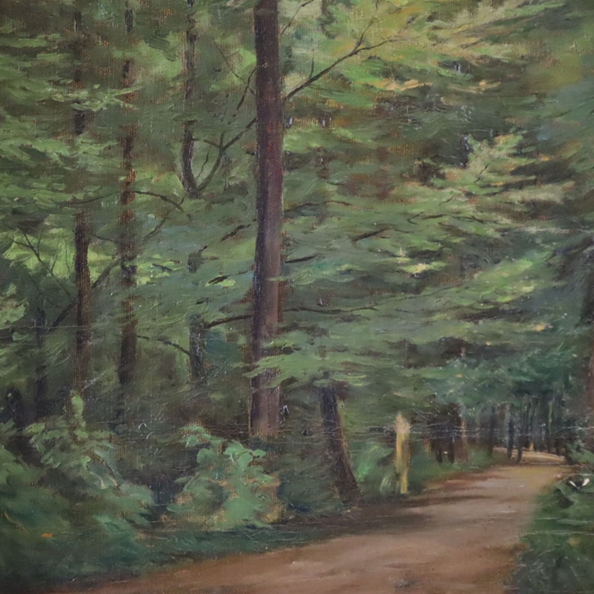 Franke, Hanny (1890 Koblenz - 1973 Frankfurt/Main) - Sommerlicher Wald, Öl auf Platte, links unten  - Bild 2 aus 9