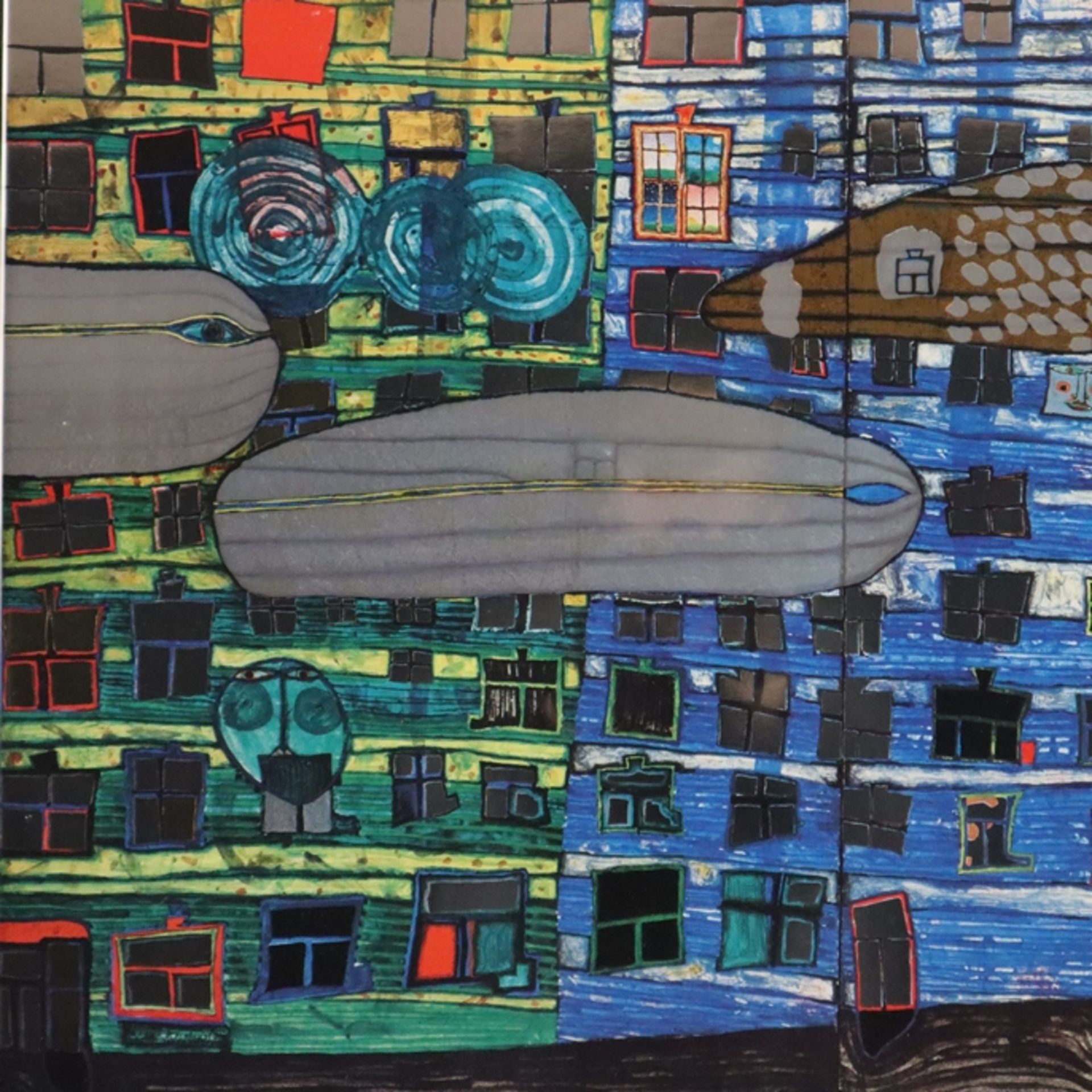 Hundertwasser, Friedensreich (1928-2000) - "Save the Whales" / "Rettet die Wale" (1982), Farboffset - Bild 3 aus 7