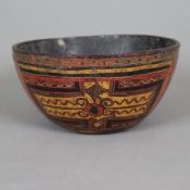 Schale - China, Heinan-Provinz, wohl Miao, Holzschale mit farbigem Ornamentdekor, Alters-/Gebrauchs