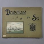 "Deutschland zur See" - querformatige Mappe, 21 Karton-Blätter mit 25 mit Goldrand montierten Schif