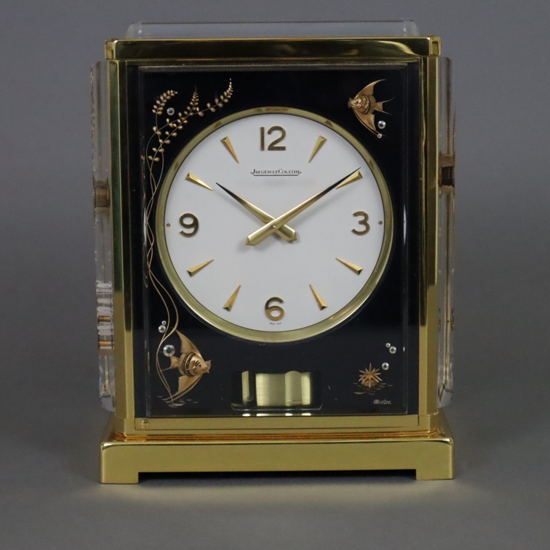 ATMOS-Tischuhr „Marina“ von Jaeger LeCoultre - sog. Pendule Perpetuelle/ automatischer Aufzug durch