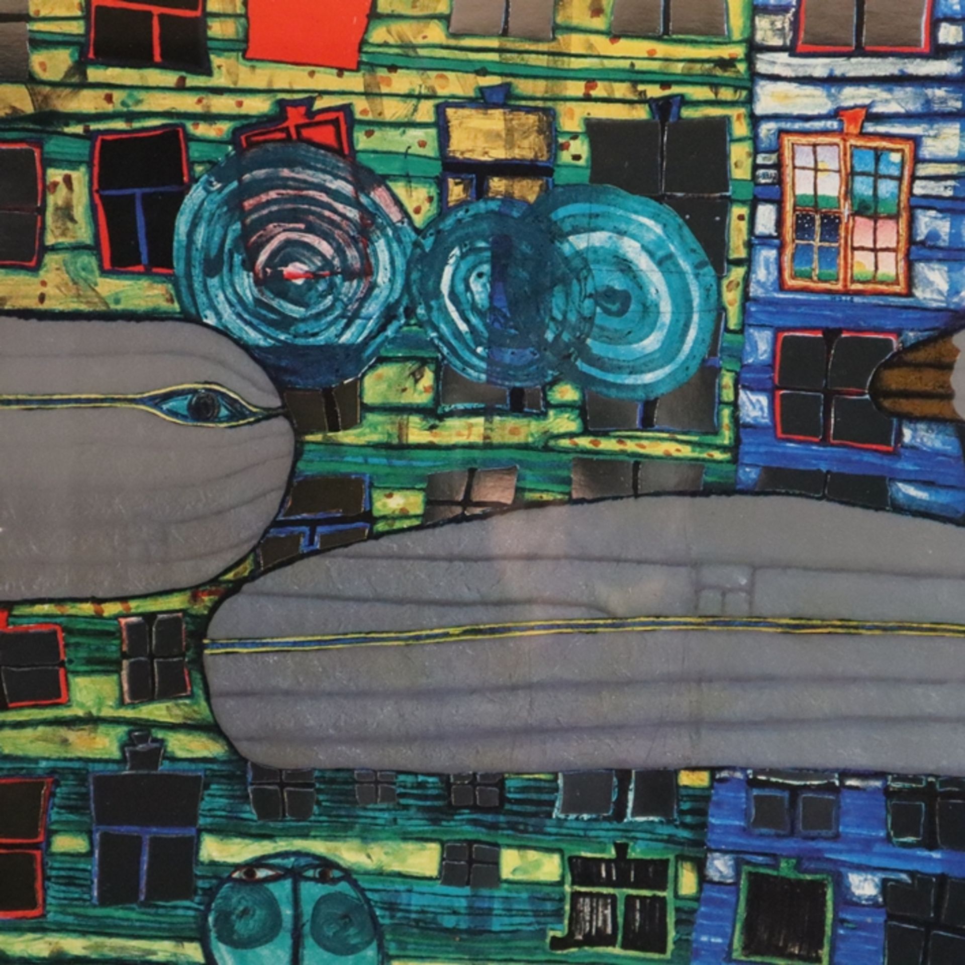 Hundertwasser, Friedensreich (1928-2000) - "Save the Whales" / "Rettet die Wale" (1982), Farboffset - Bild 4 aus 7