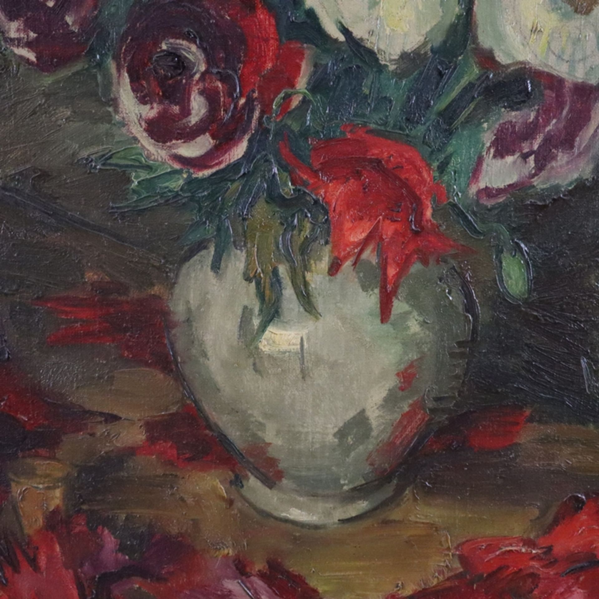 Lippmann, Karl Friedrich (1883 -Offenbach- 1957) - Stillleben mit Blumenstrauß, Öl auf Leinwand, re - Bild 7 aus 9