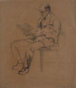 Bach, Andreas (1886 Nürnberg - 1963 ebenda) - Selbstportrait beim Zeichnen, 1922, schwarze Kohle au