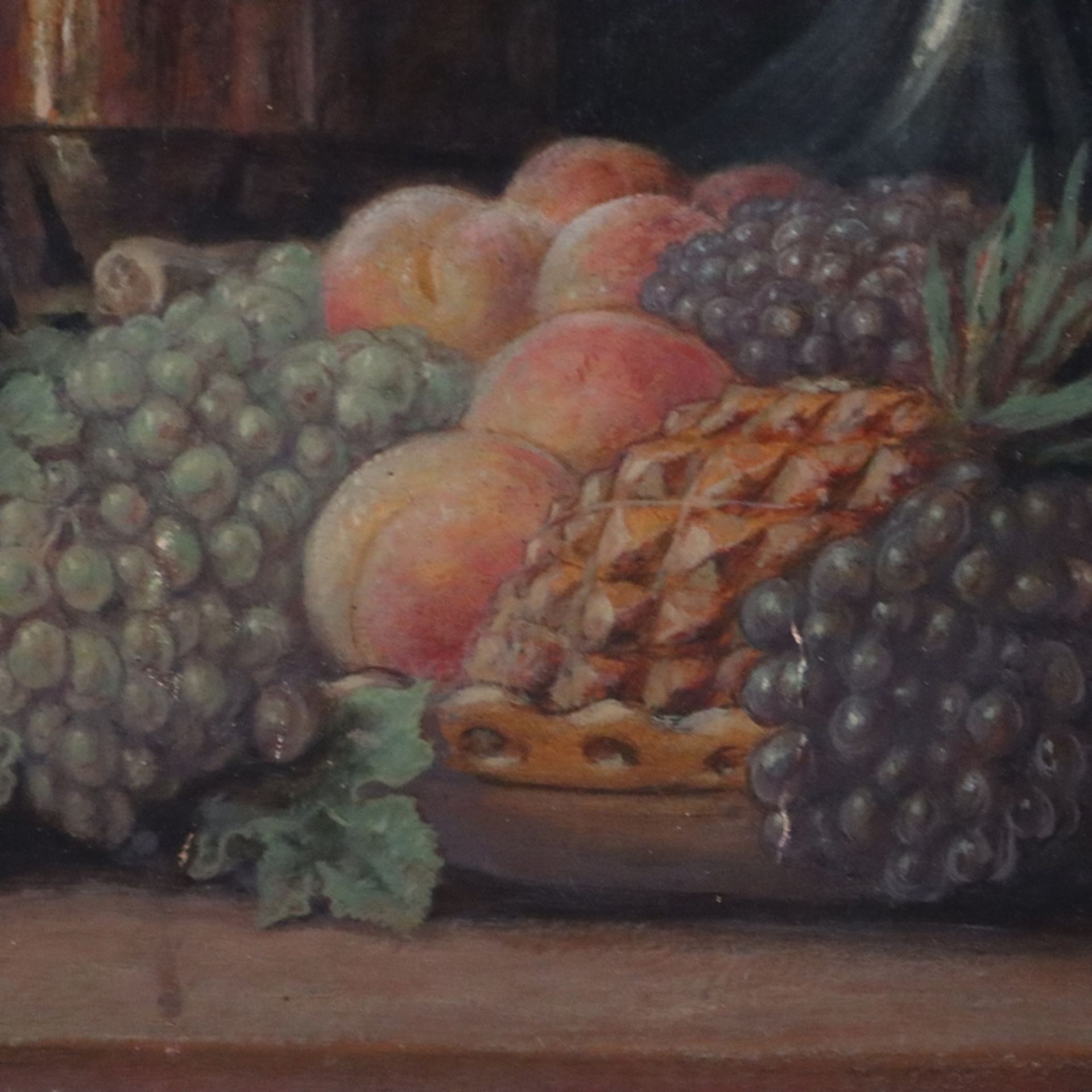 Mohr, Johann Georg (1864 -Frankfurt am Main- 1943) - Stillleben mit Obstschale und Rosenstrauß, Öl  - Bild 4 aus 9