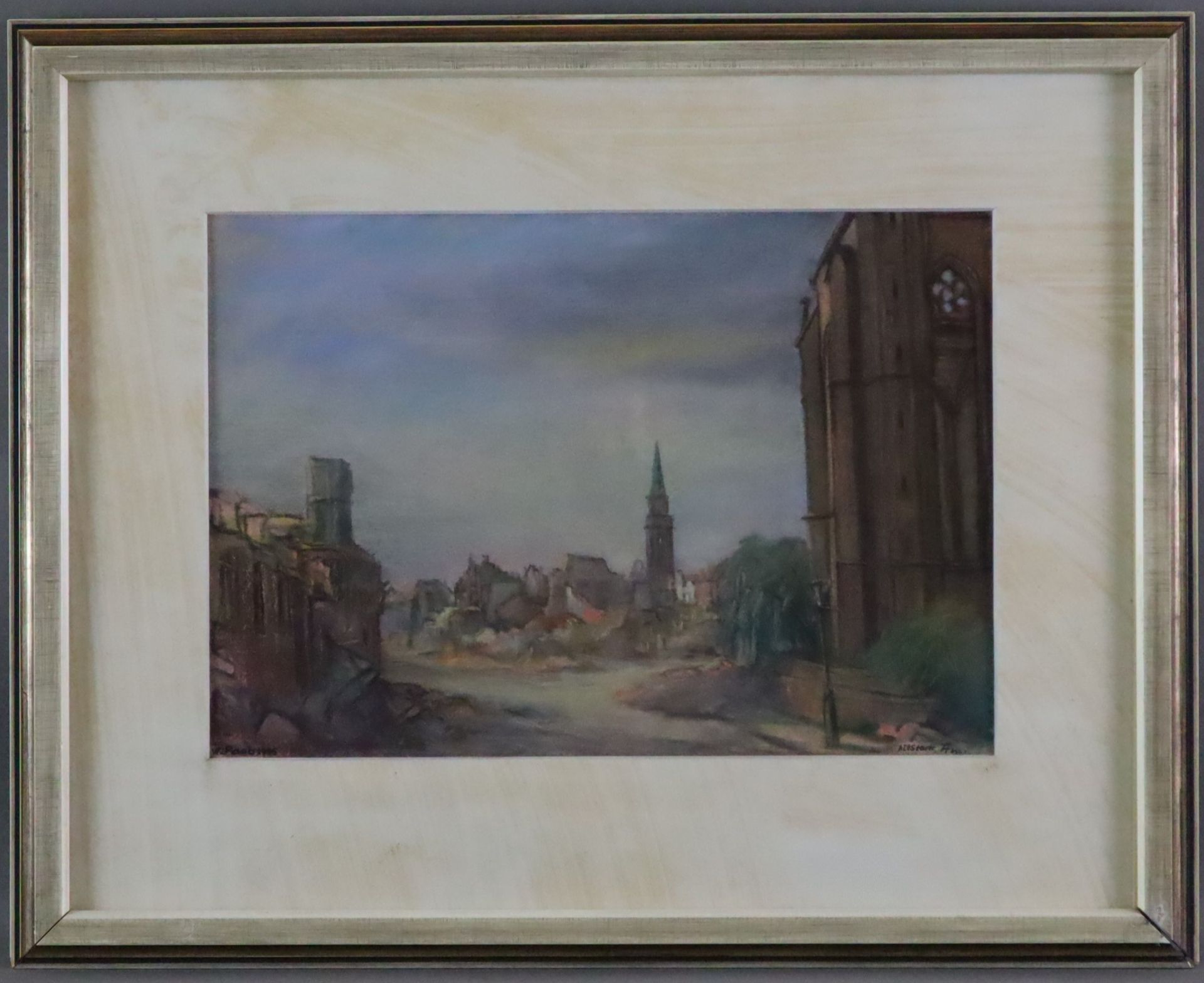 Raab, Wilhelm (1907 - 1989) - „Altstadt Ffm“, Pastellkreide, unten signiert, datiert 1945 und veror - Image 2 of 8