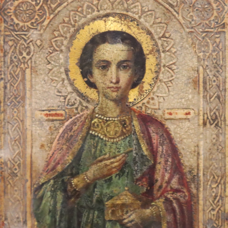 Kleine Ikone mit dem Heiligen Panteleimon - Russland, nach 1900, Großmärtyrer und als Heiler einer - Image 2 of 7