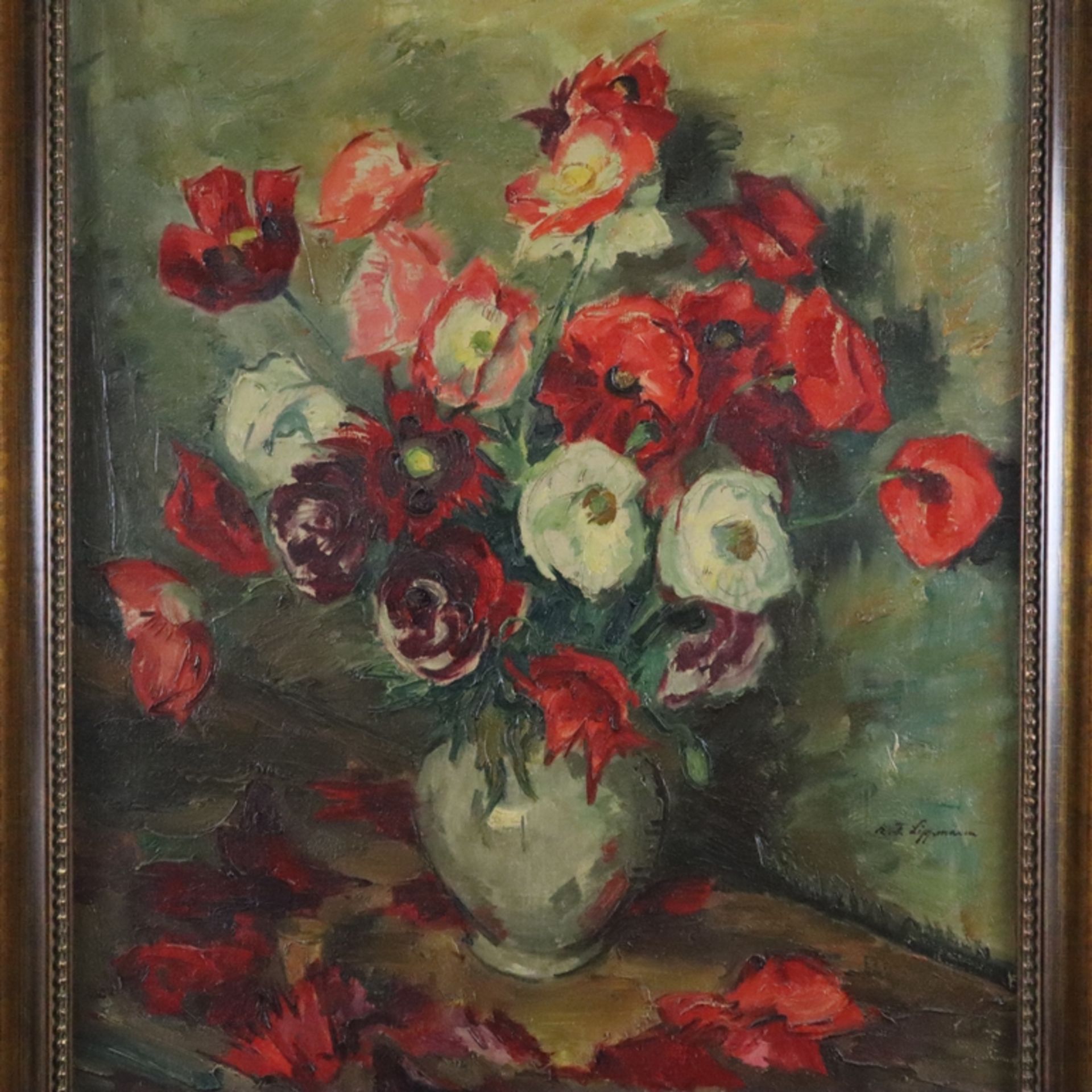 Lippmann, Karl Friedrich (1883 -Offenbach- 1957) - Stillleben mit Blumenstrauß, Öl auf Leinwand, re