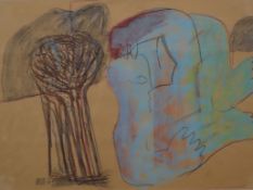 PEBE (Paul Bader, 1928-2019) - Abstraktion, Pastellkreide auf Malkarton, unten links signiert und d