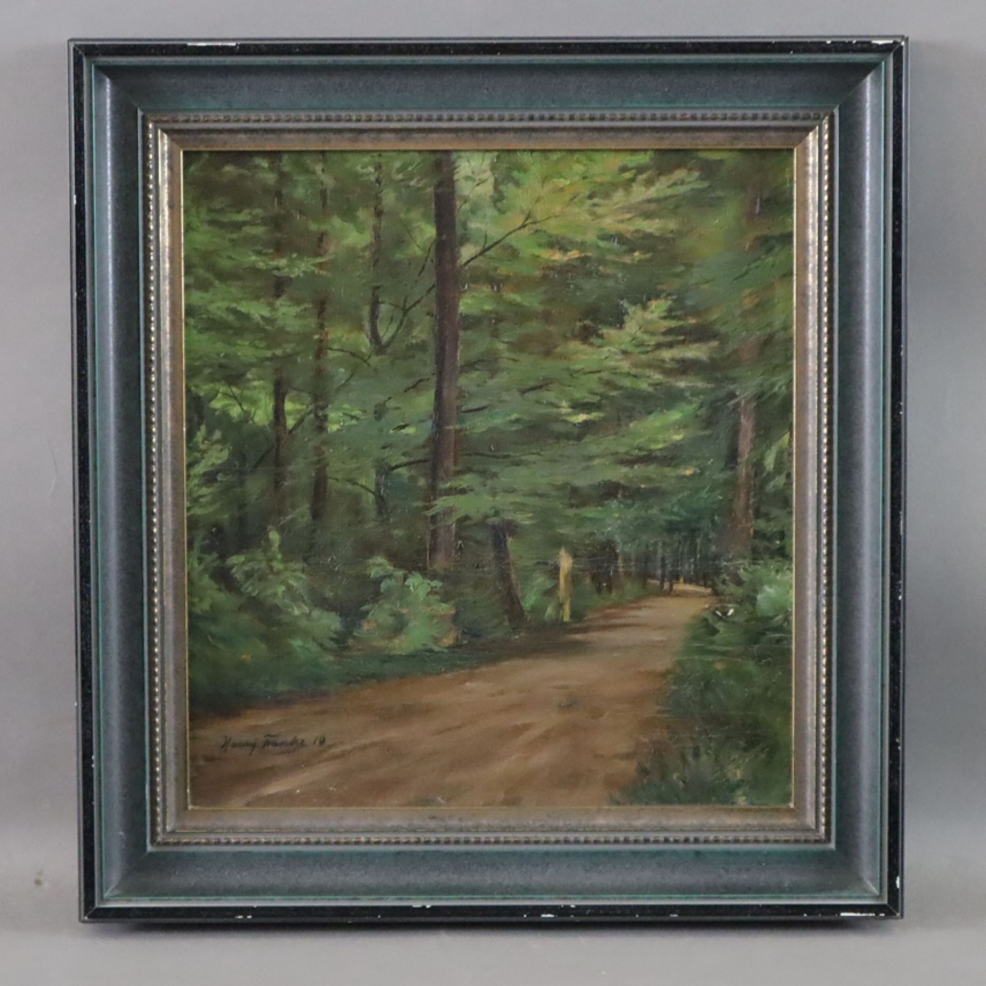 Franke, Hanny (1890 Koblenz - 1973 Frankfurt/Main) - Sommerlicher Wald, Öl auf Platte, links unten  - Bild 9 aus 9