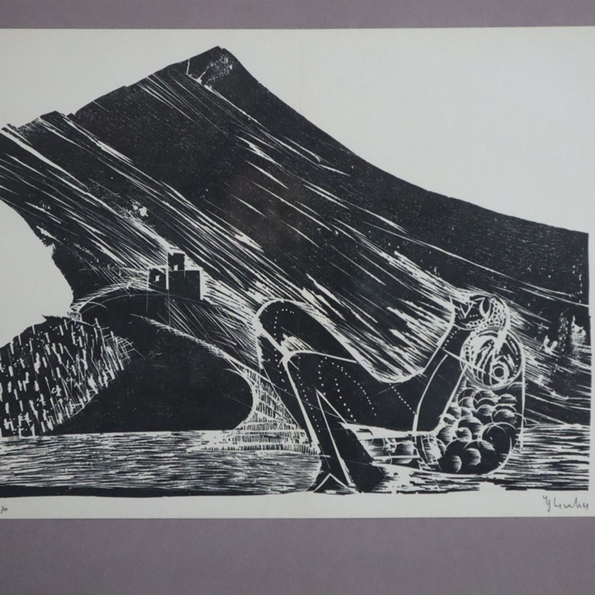 Grieshaber, Hap (Helmut Andreas Paul, 1909-1981) - zwei Holzschnitte aus dem Zyklus "Der Rhein", 19 - Bild 4 aus 6