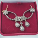 Diamantcollier nach antikem russischem Vorbild - Silber, teils vergoldet, Mittelstück mit floral ve