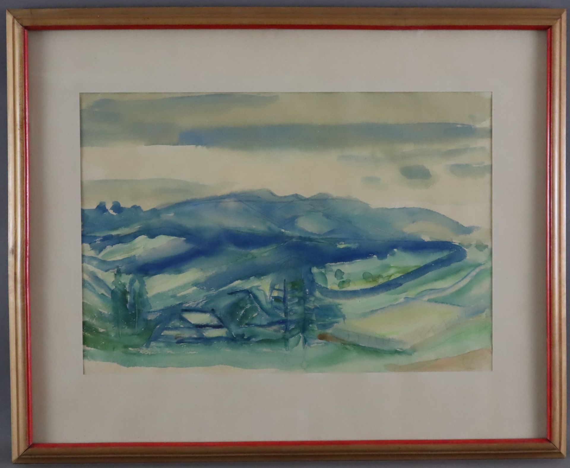 Szyszkowitz, Rudolf (1905 St. Martin bei Villach - 1976 Graz) - Hügelige Landschaft, Aquarell auf P - Image 2 of 4