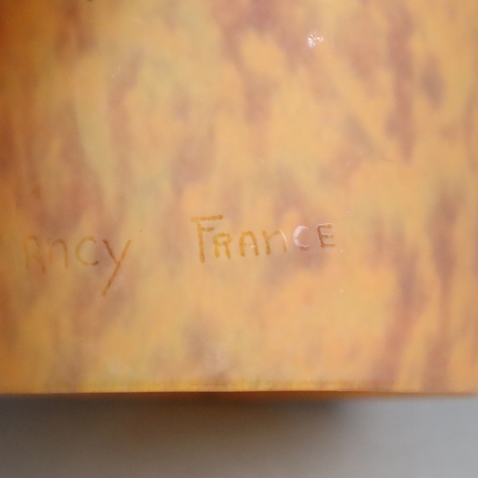 Vier Glasschirme - Frankreich, Daum / Nancy, leicht ausgestellte Form orange / braun gefleckt mit P - Image 7 of 7