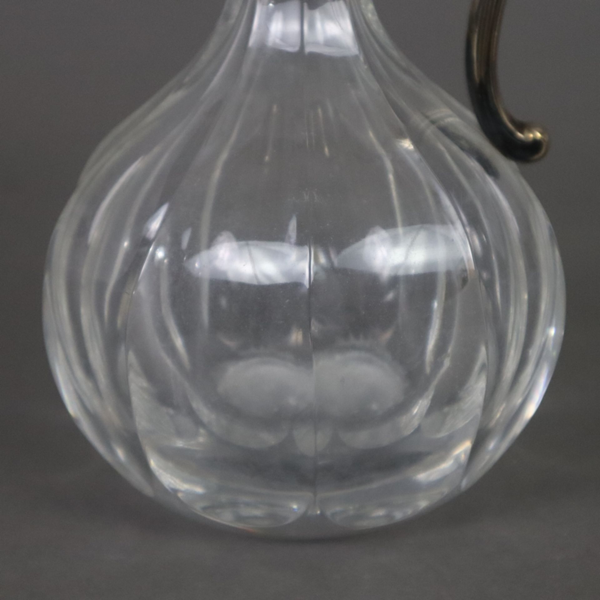Glaskaraffe mit Silbermontur - Gayer&Krauss, Schwäbisch Gmünd, schweres Klarglas, facettiert, Sterl - Bild 5 aus 7