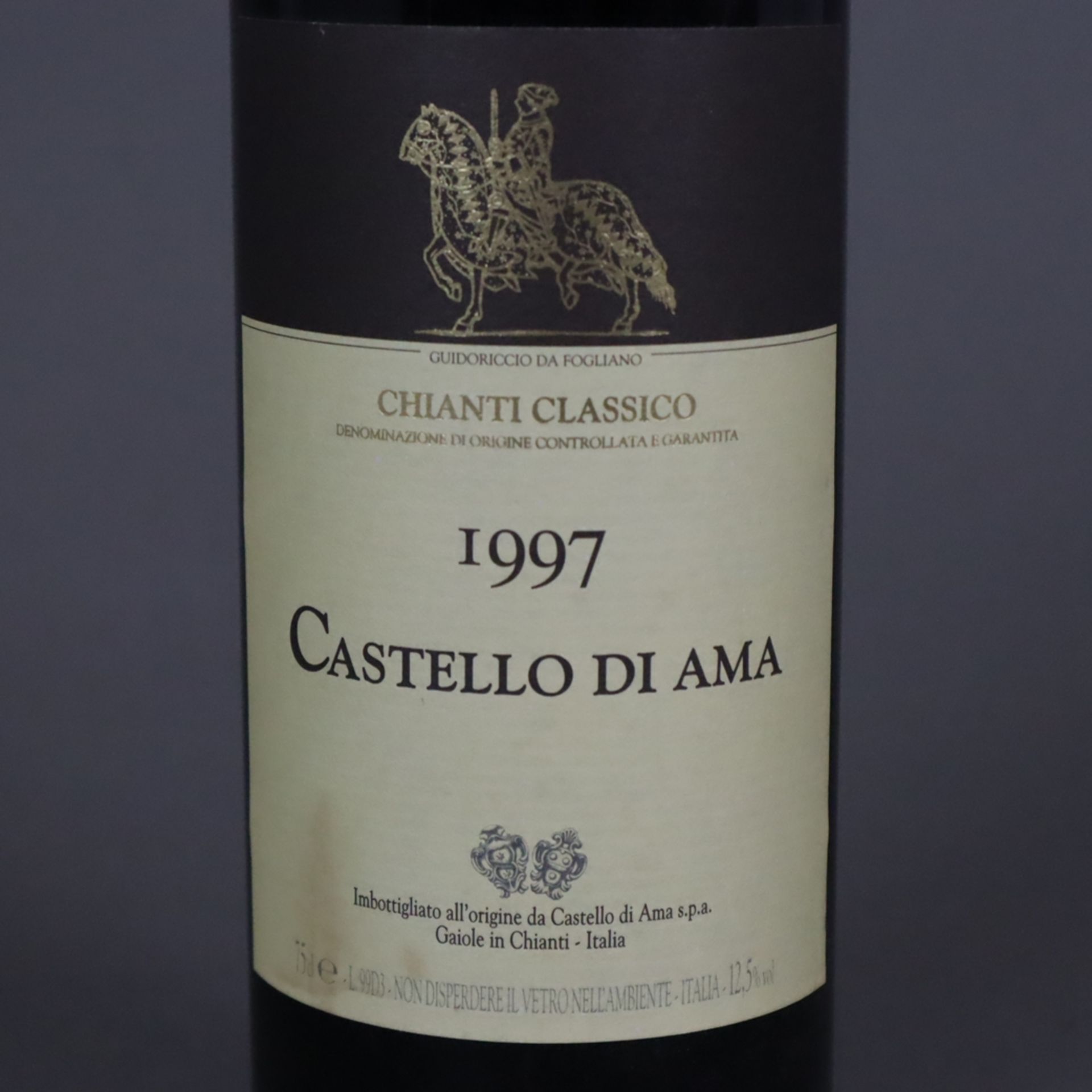 Weinkonvolut - 6 Flaschen, Castello Di Ama, Chianti Classico, Jahrgang 1997, 0,7 Liter, Etiketten t - Image 3 of 4