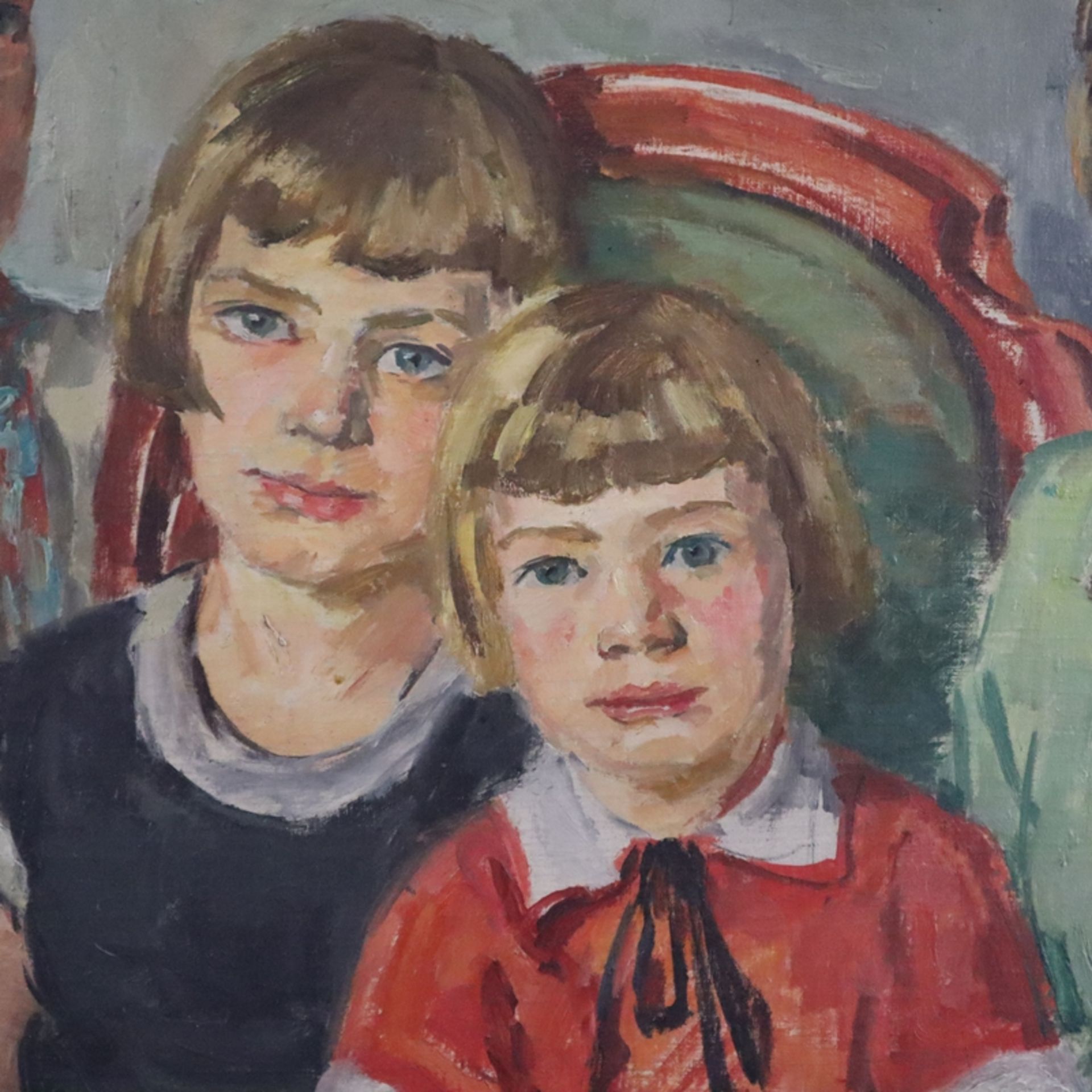 Lippmann, Karl Friedrich (1883 -Offenbach- 1957) - Gruppenportrait von vier Kindern, 1927, Öl auf L - Bild 3 aus 9