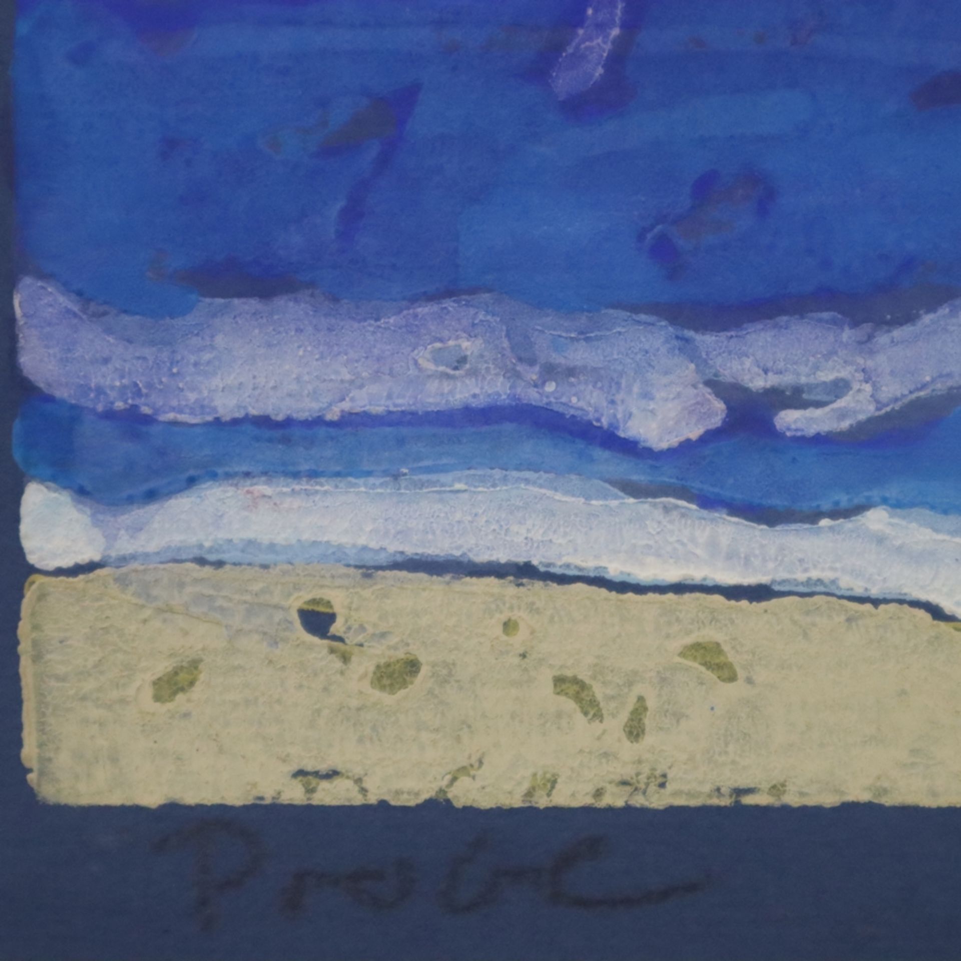 Fußmann, Klaus (*1938 Velbert) - Ostsee, Farblinolschnitt auf blauem Papier, unten rechts in Blei h - Bild 3 aus 4